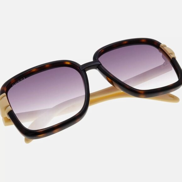 Gucci Butterfly Sunglasses Havana/Cream Gold Gradient Lens Women\'s main image 4